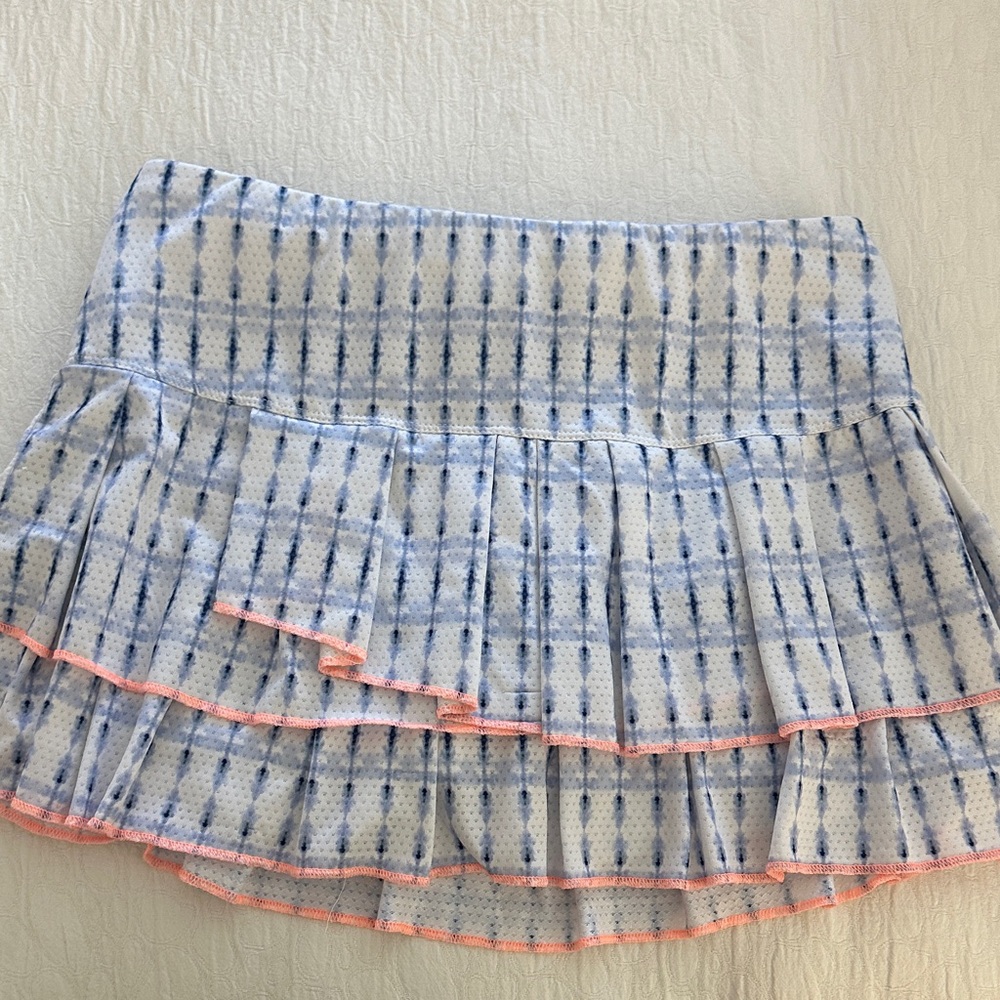 Lucky in Love Blue and White Patterned Mini Skirt
